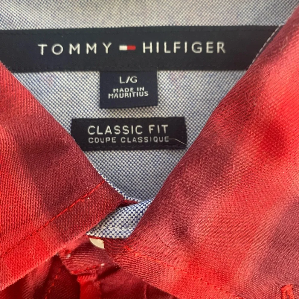 Tommy Hilfiger Large button down - perfect condition!  Red checkered plaid - Picture 3 of 4